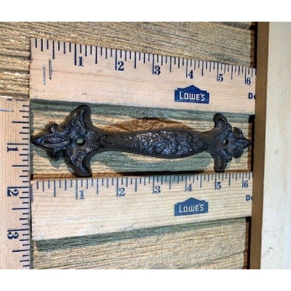 Set of Two (2) Cast Iron 6 1/2" long Fleur-De-Lis Door Gate Handles 0184-0040 - Picture 10 of 11